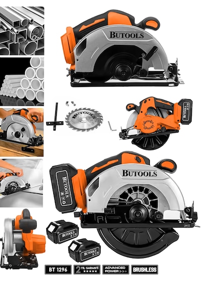 Butools ST-30 Turuncu 21V Platinum Akülü Çelik Şanzuman Şarjlı Ahşap Sunta Ağaç Kesme Makinesi Daire Testere