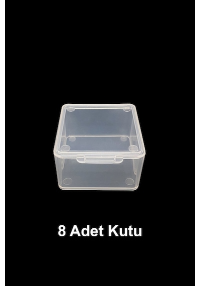 Plastik Şeffaf Küçük Kutu 4.5 x 4.5 x 2.5 CM 8 Adet Şeffaf
