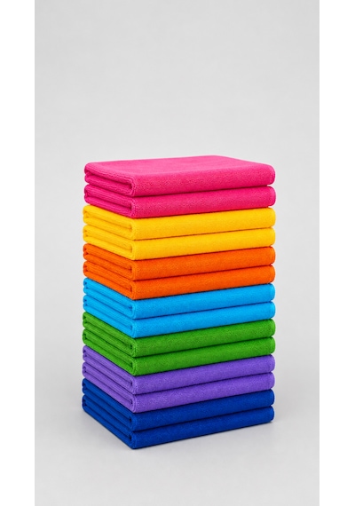 14'lü Mikrofiber Bez Seti - Su Emici İz Bırakmaz Bez Seti - Tezgah, Araba, Toz Çok Amaçlı Temizlik Bezi Çok Renkli