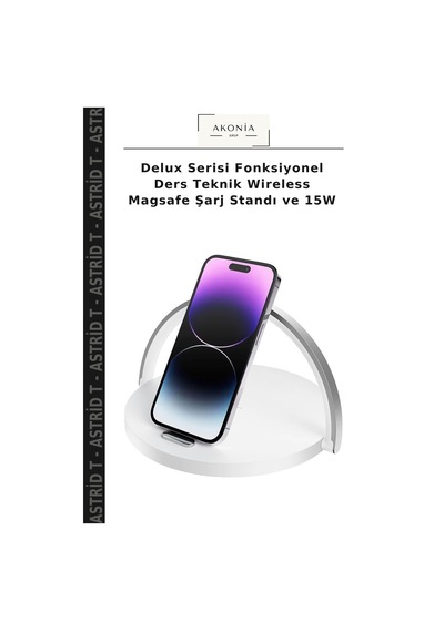 Delux Serisi Fonksiyonel Ders Teknik Wireless Magsafe Şarj Standı Ve 15w