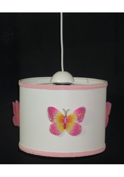 Pembe Kelebekli Beyaz Pvc Kız Çocuk Odası Avizesi