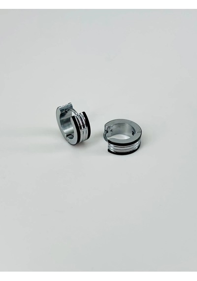 Rodyum Ve Siyah Çelik Erkek Küpe Çap 9 Mm Kalınlık 5 Mm - Ekp0009