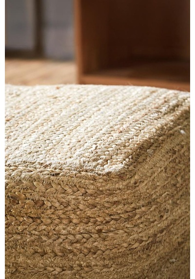 Digithome Dekoratif Kare Naturel Hasır Jüt Puf 40x40 -12080 Kahverengi