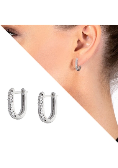 Gümüşhediyeal Starlight Diamond Mikro Zirkon Taşlı "U" Tasarım 925 Ayar Gümüş K