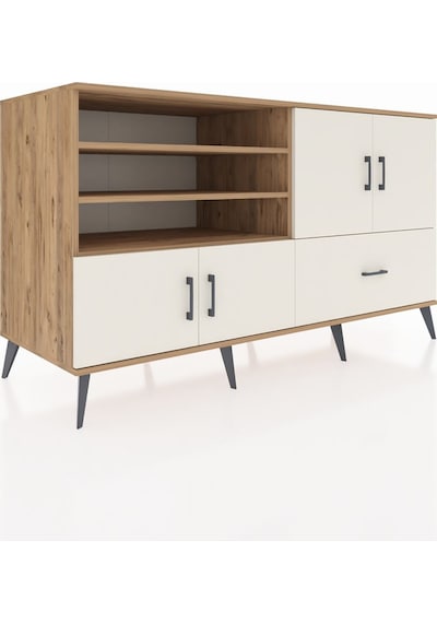 Kronos Konsol 5 Raflı Tek Çekmeceli 4 Kapaklı 176x59x99 Çam-aytaş Çam-aytaşı