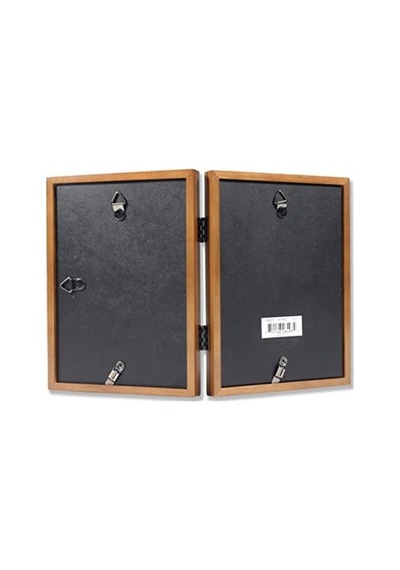 Frames 766057d Küçük Hindistan Cevizi Ahşap Menteşeli Çift Resim Çerçevesi, 13,8 X 17,7 Cm