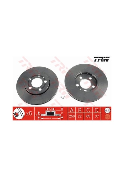 Vw Polo 6R6C Ön Fren Diski 256Mm Gtı Dışı Modeller 2010-2017 Trw