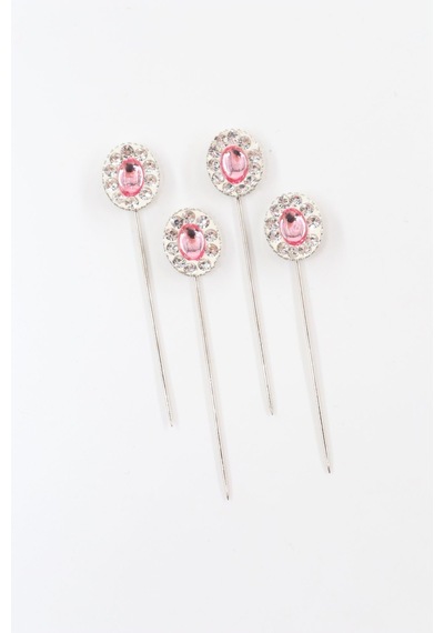 Numetal 4lü Pembe Kristal Taşlı Eşarp İğnesi. Şal İğnesi. Türban İğnesi. Başörtü İğnesi. Eşarp Ve Şal İğnesi Gümüş