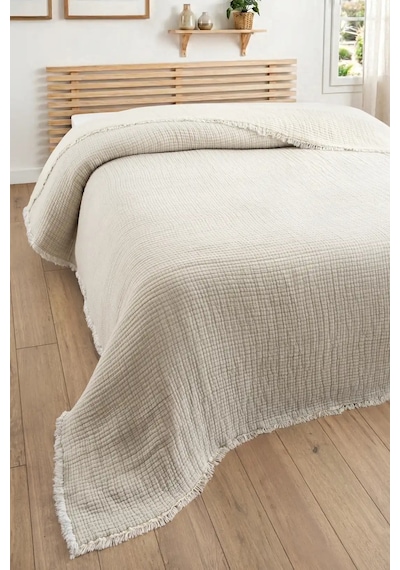 5 Katlı Tek Kişilik Müslin Yatak Örtüsü -dolgulu, %100 Pamuk Yorgan - 160x220 Cm-taş Tas