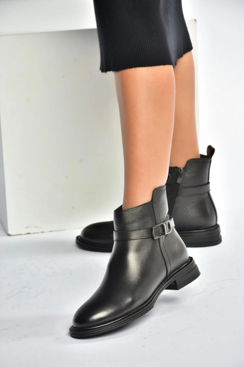 Fox Shoes V555255503 Siyah Hakiki Deri Kadın Bot Siyah-hakiki Deri