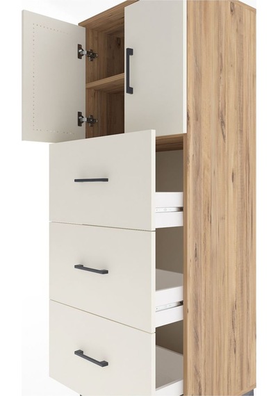 Hyperion Dolap 2 Raflı 3 Çekmeceli 2 Kapaklı 60x44x163 Çam-ay... Çam
