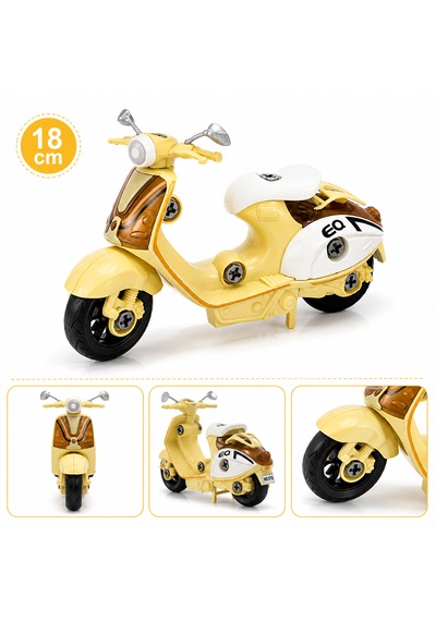 18 Cm Vespa Görünümlü Oyuncak Scooter Krem