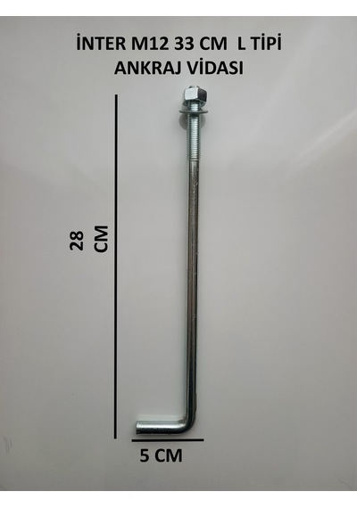 İnter L Tipi Ankraj Vidası M12 33cm M33
