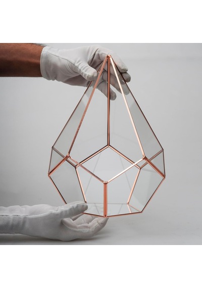 31x22x22cm Bakır Rose Gold Geometrik Teraryum Cam Fanus Takı Aksesuar Çikolata Kutusu Diğer