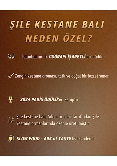 Ödüllü Şile Kestane Balı 750 G 2024 Paris Lezzet Ödüllü İstanbul Şile Coğrafi İşaretli