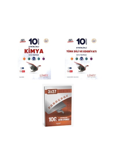 2027 Limit 10. Sınıf Etkinlikli Maarif Kimya + Edebiyat Türk Dili Ve Edebiyatı Soru + Ankapade 3'lü Set