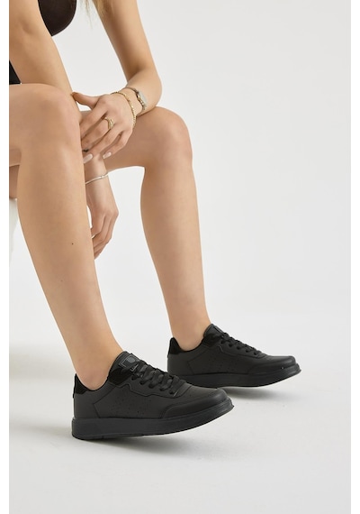 Tonny Black Hafif Faylon Taban Bağcıklı Unisex Siyah Günlük Spor Ayakkabı Tbprf015 Siyah