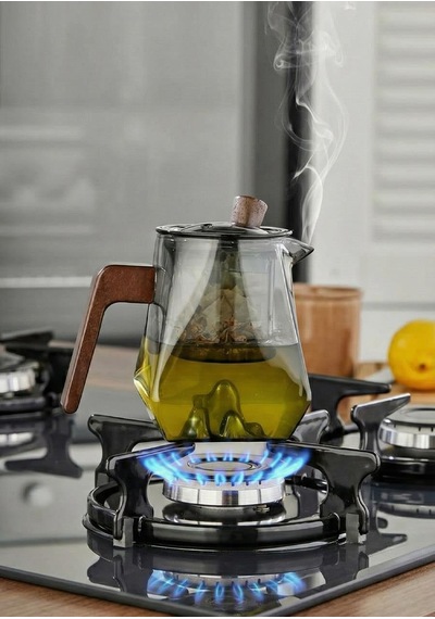 Kinu Füme Borosilikat Cam Demlik - 500 Ml, Eğimli Diğer