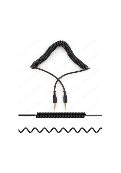 3.5mm Stereo Spiral Tasarım Araç AUX Ses Kablosu 2 Metre