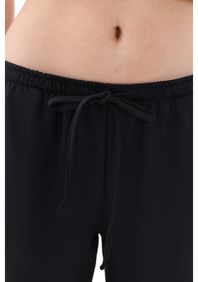 Genius Store Kadın Pantolon Geniş Paça Pamuklu Viskon Cepli Pantolon Beli Lastikli Genişpaça-pantolon Siyah