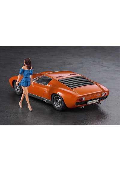 Hasegawa 20423 1/24 Ölçek, Lamborghini Miura P400 Sv Ve İtalyan Kız Figürü,otomobil Plastik Model Kiti
