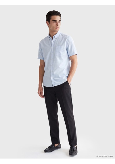 Lcwaıkıkı Classic Mavi Regular Fit Kanvas Erkek Gömlek