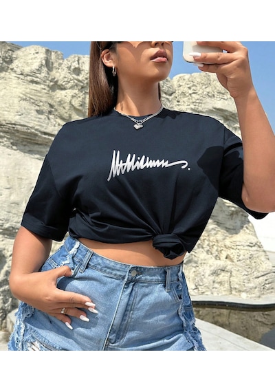 Uyguntarz Unisex İmza Baskılı Tasarım Tshirt Lacivert