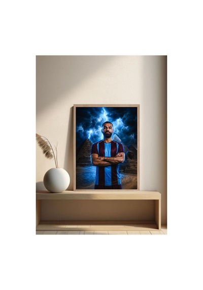 Poster Bordo Mavi Mohamed Salah Ahşap Çerçeveli Tablo Çok Renkli - 907818726 Çok Renkli