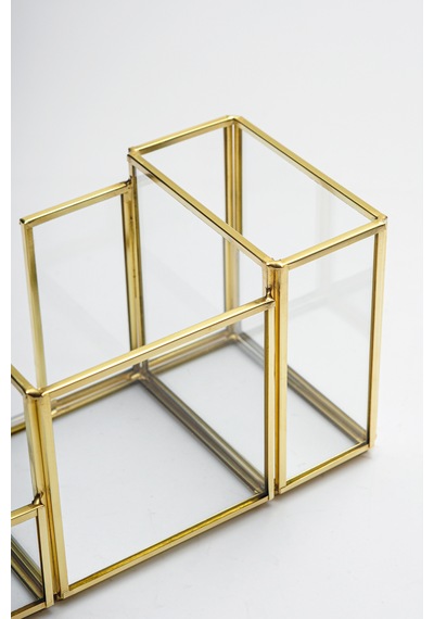 Kalemlik Cam Organizer Pirinç & Gold