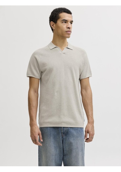 Jack & Jones Erkek Triko V Yaka Tisört- Hill - 12288251 Oatmeal