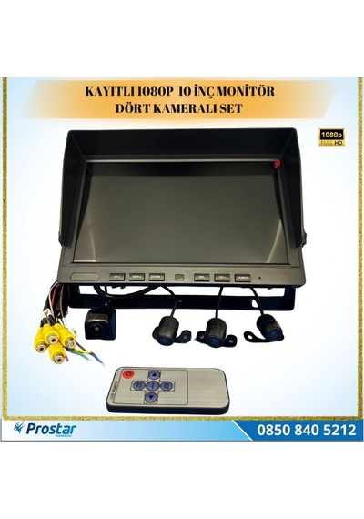 10" Monitör Dört Kameralı Kayıtlı Okul Ve Servis Kamera Seti