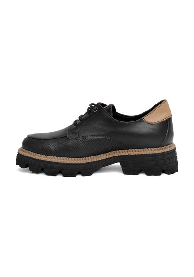 Mammamia D24ya-3850 Kadın Deri Oxford Ayakkabı D24YA-3850-R7307 Siyah