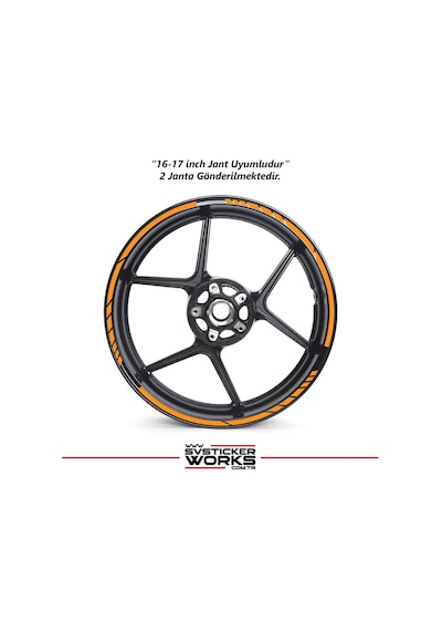 Motosiklet Jant Şeridi Jant Sticker Dekor Model Parçalı Desen Sticker Set Turuncu