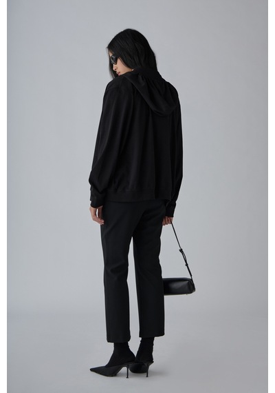 Suud Collection Siyah Lena Fermuarlı Kapüşonlu Sweatshirt