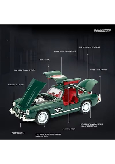 Scowetto Mercedes-benz 300 Sl Yeşil 1954 Model Klasik Araba 1/24 Ölçek Mercedes 300sl Yeşil