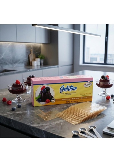 Yaprak Jelatin 500 Gr Helal Sertifikalı Pastacılık Ve Tatlılar İçin Jel Oluşturucu