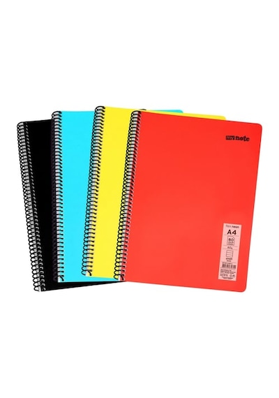 Mynote Flex Neon Defter A4 80 Sayfa 4'lü Defter Seti 2 Kareli +
