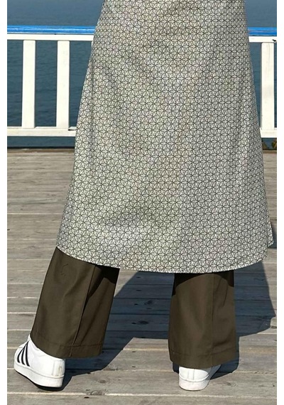 Rabia Şamlı Haki Bol Paça Pantolon Normal