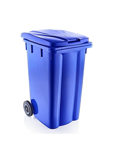 Omnipazar Sy-6510 Tekerlekli Kapaklı Plastik Çöp Konteyneri 240 Lt Mavi Mavi