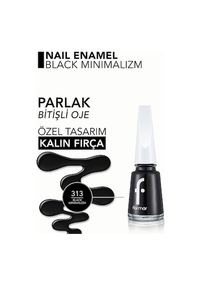 Flormar Nail Enamel Yüksek Pigmentli & Parlak Bitişli Oje Fne-313 Black Mınımalısm