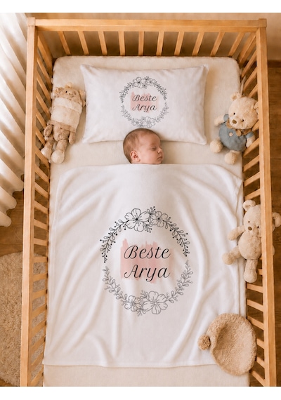 Pia Baby Kız Bebek %100 Pamuk İsme Özel Hastane Çıkışı Tulum Seti Yastık Kılıfı Battaniyeli 2035tyb3x Ekru