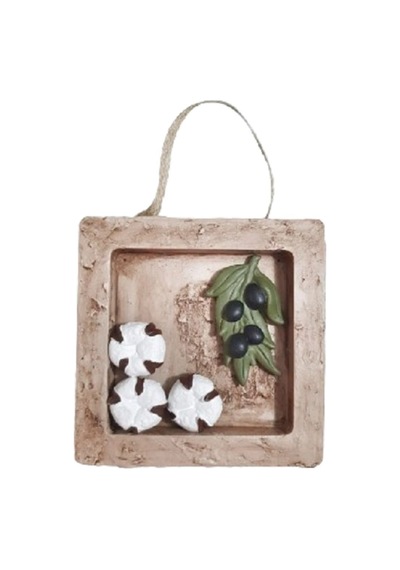 El Yapımı Çerçeve,zeytin Ve Pamuk Objeli Çerçeve, 12 Cm 12 Cm