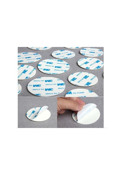 Dünya Magnet 50 Adet - 3m Yapışkanlı Çift Taraflı Bant Beyaz Yuvarlak- 3 Cm Çap 1