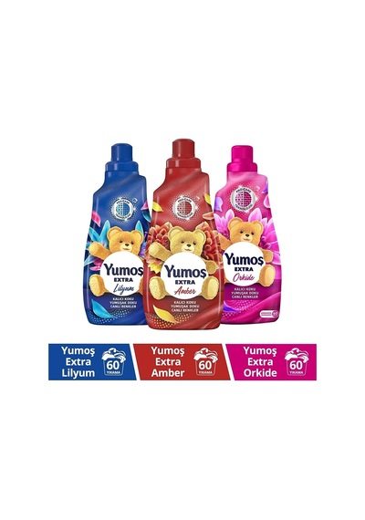 Yumoş Extra Konsantre Çamaşır Yumuşatıcısı Amber 1440 Ml + Lilyum 1440 Ml + Orkide 1440 Ml 3'Lü Set