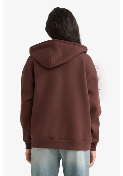 Defacto Oversize Geniş Kalıp Kapüşonlu Fermuarlı Sweatshirt V4233az25wnbn341 Kahve