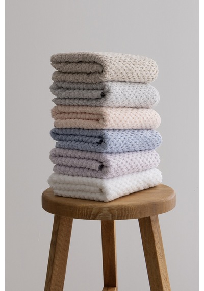 Ivory Lila Kabartma Dokulu Mikro Fiber %100 Pamuk 2li El Yüz Havl Lila