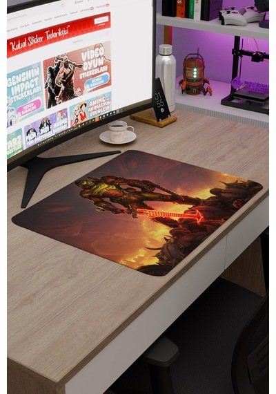 Doom Kaymaz Dikişli Kauçuk Oyuncu Mousepad V1 - 48x40 Xl Gaming Mouse Pad Fare Altlığı
