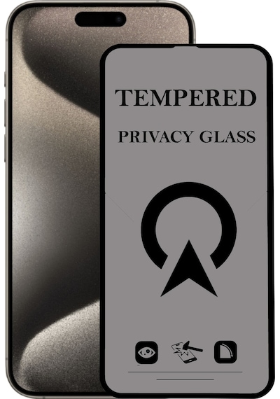 Apple iPhone 15 Pro Max Uyumlu İle Tam Kaplayan Privacy Hayalet Temperli Ekran Koruycu Cam