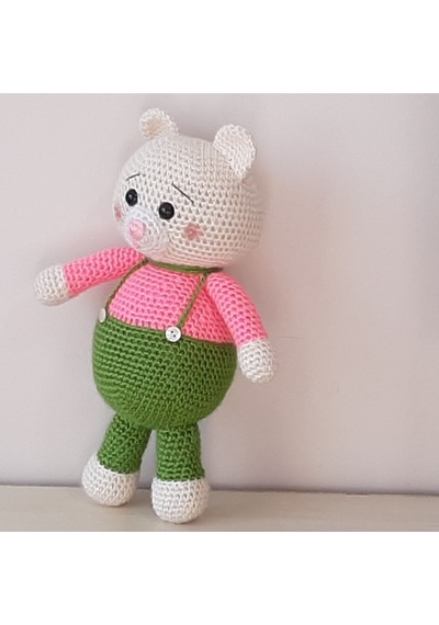 Amigurumi Örgü Oyuncak Renkli Ayı Yeşil