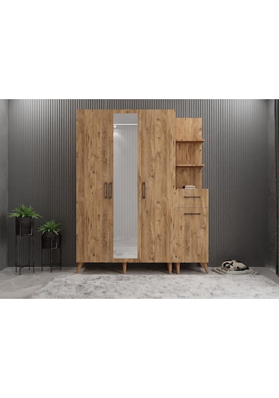 Açelya Portmanto Vestiyer Ayakkabılık Çam 140cm - Montaj Dahil M3